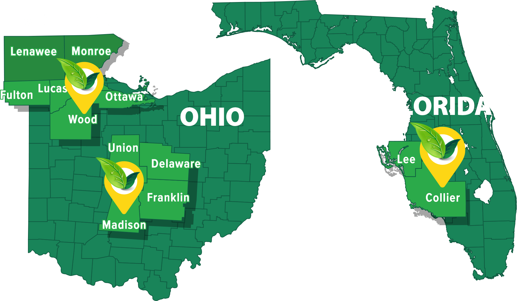 service area map, ohio, michigan, florida