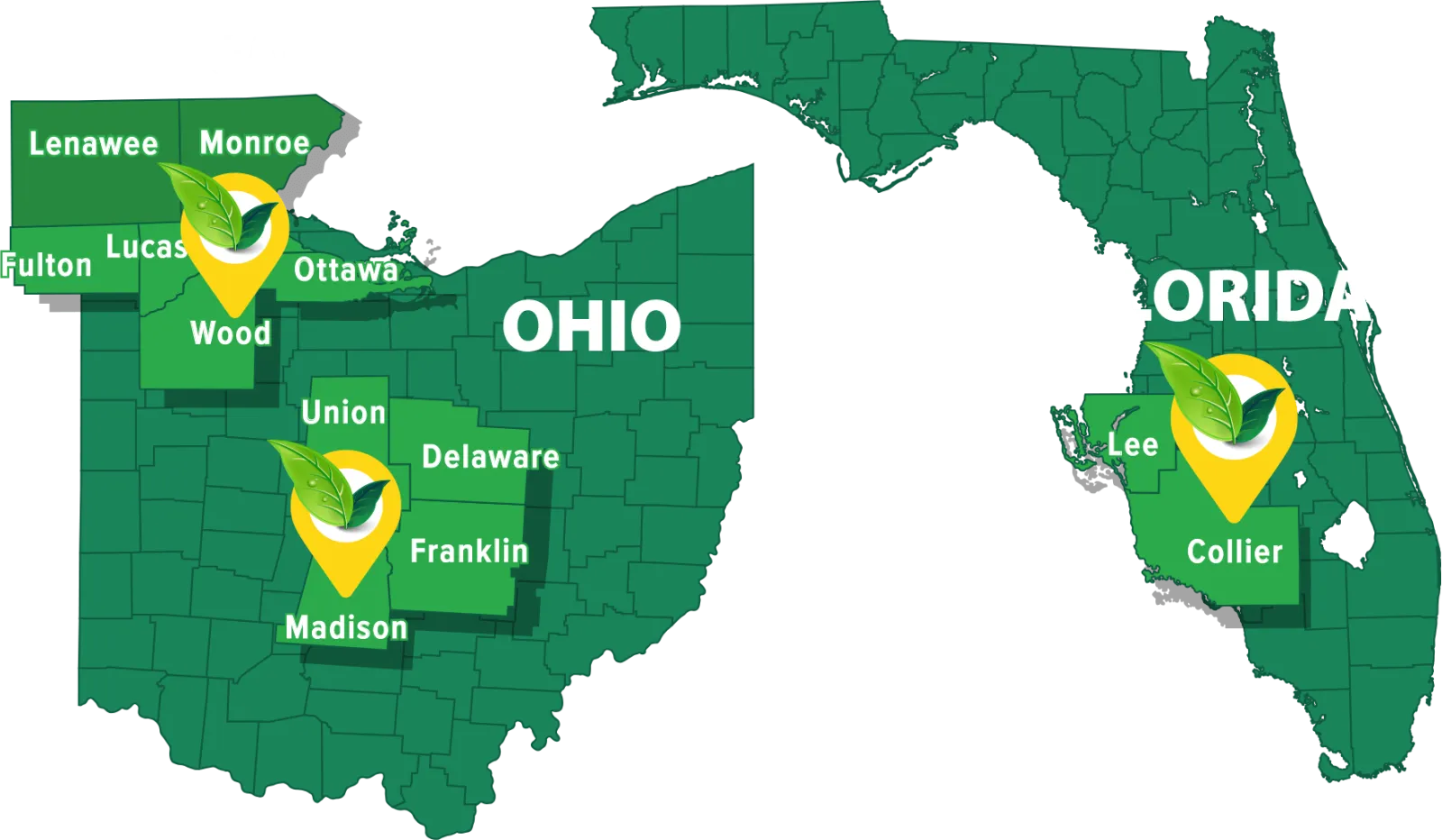 service area map, ohio, michigan, florida